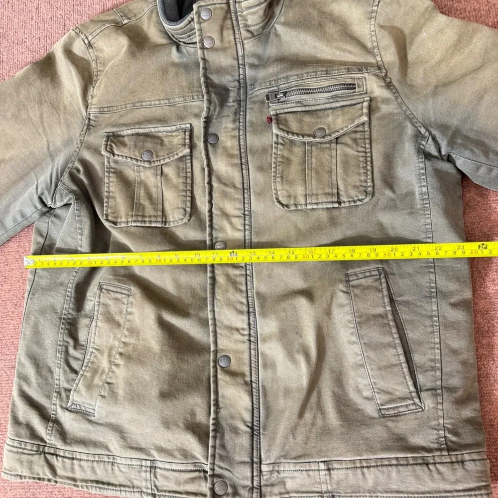 Vintage Levis Strauss Mens Field Jacket Olive‎ Green Canvas Quilted Lined Large